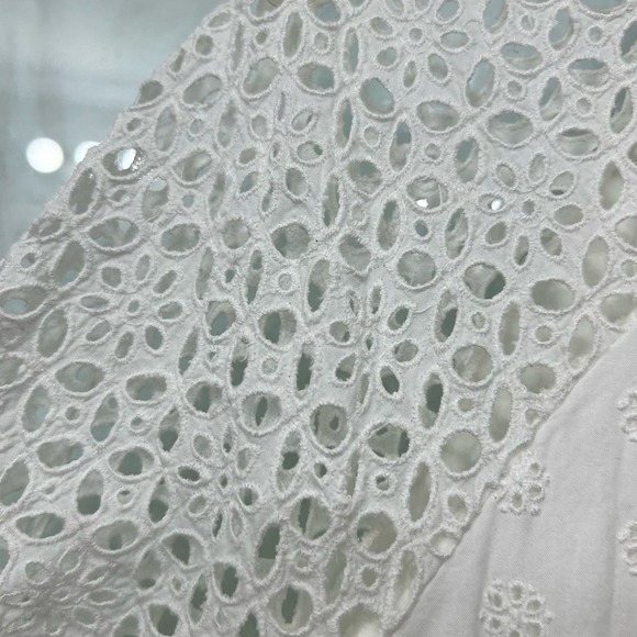 J. Crew Women’s Cotton Dress Size 10 Pockets White Boho Eyelet Breathable - Picture 5 of 15